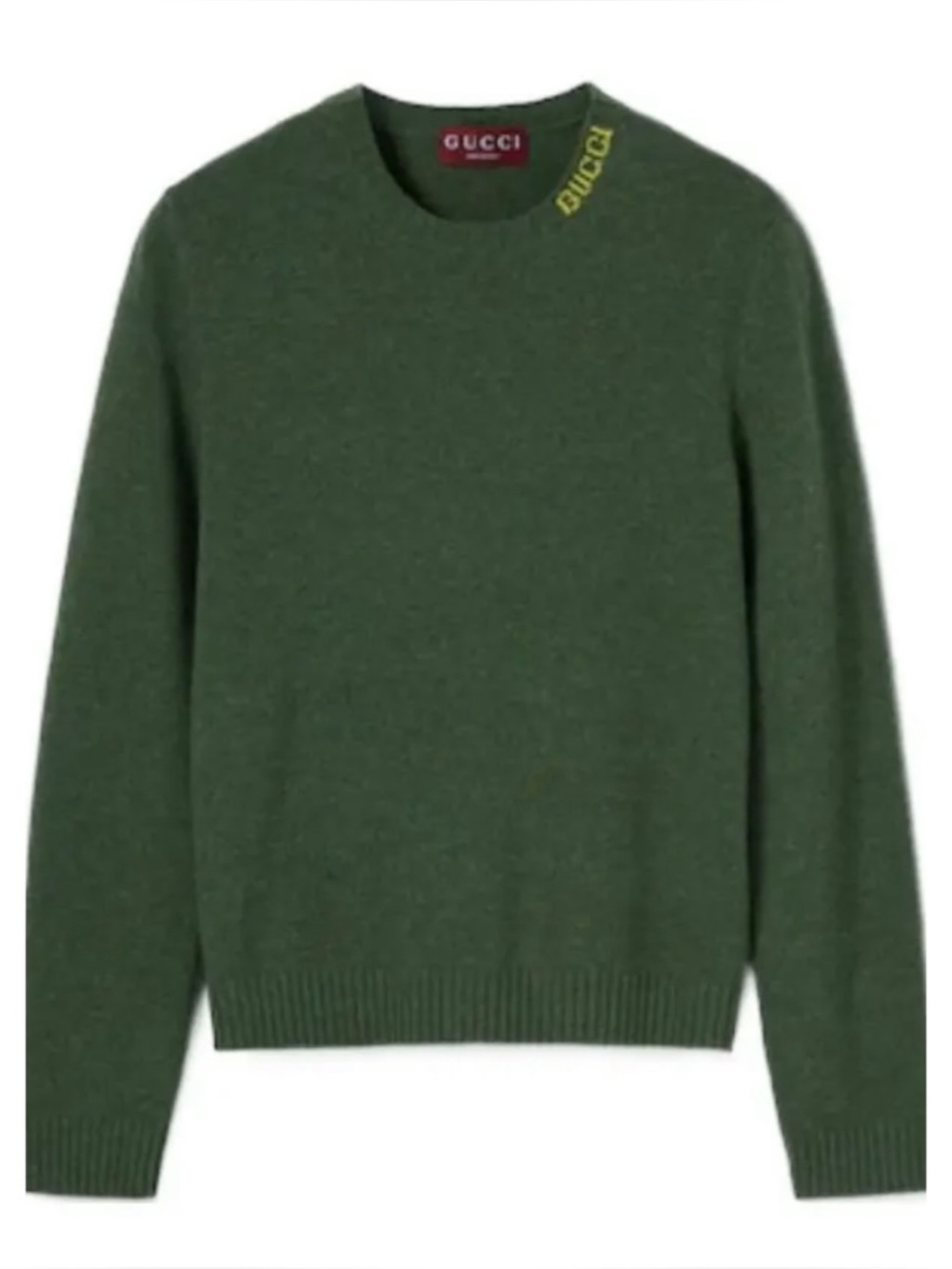 Gucci Green felted wool crewneck gold logo sweater size
XXL made in Italy